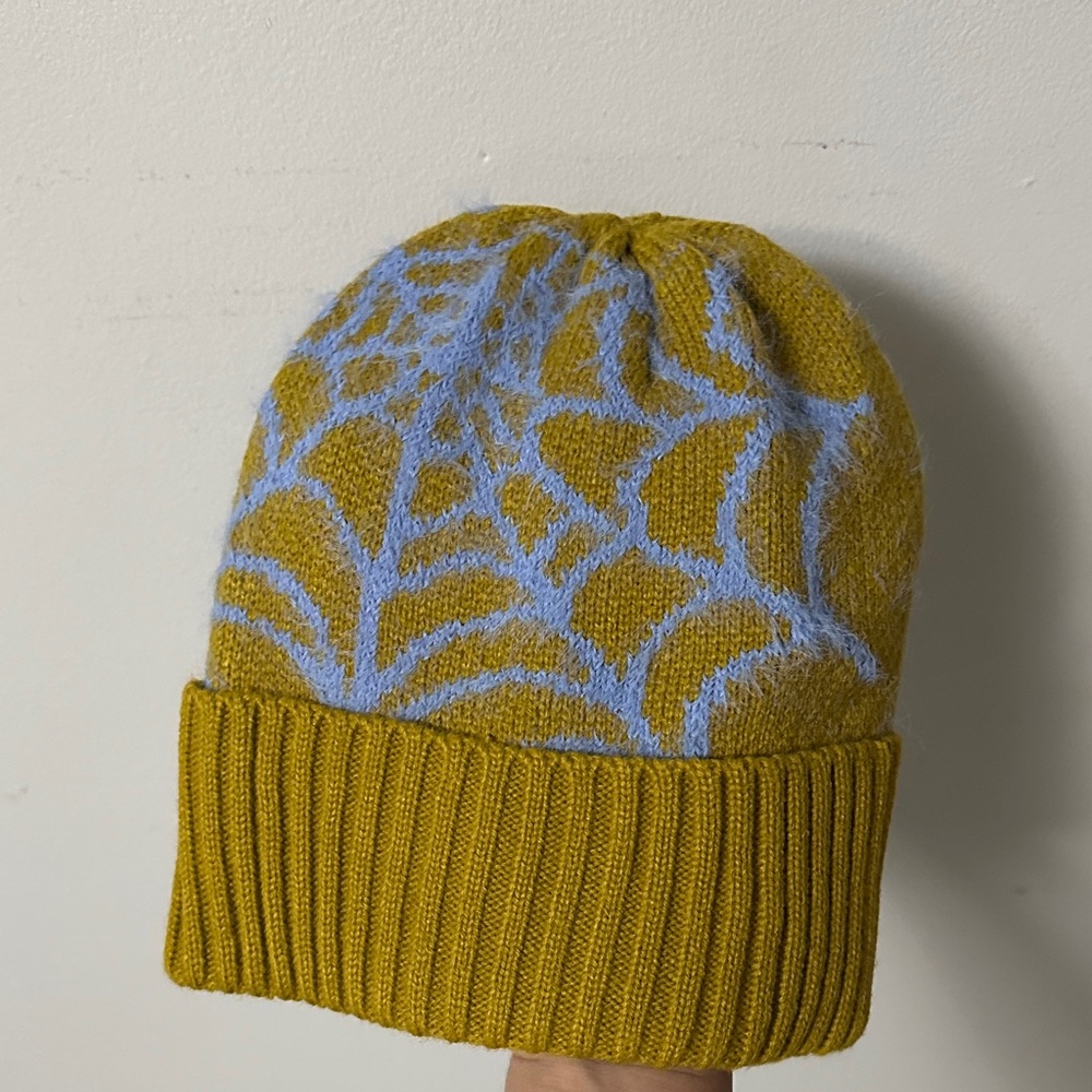 Urban Outfitters Mustard and Light Blue Knit Beanie